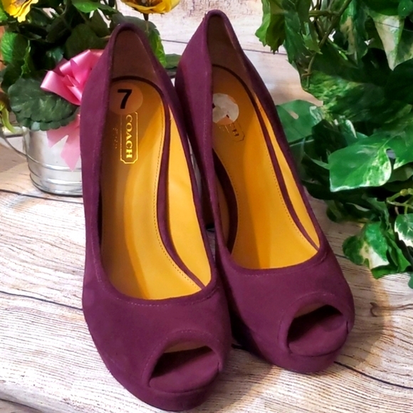 Coach Shoes - Coach Suede Breana Plum Heel